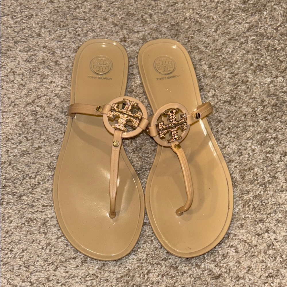 Tory Burch miller sandals with crystal Tory Burch sign